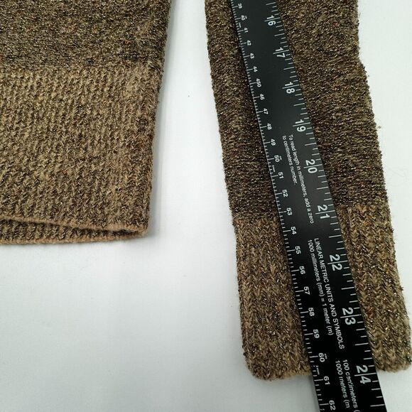 ANN TAYLOR | Womens Small Wool Gold Brown V-Neck Metallic Sparkle Sweater Ribbed - Picture 8 of 8